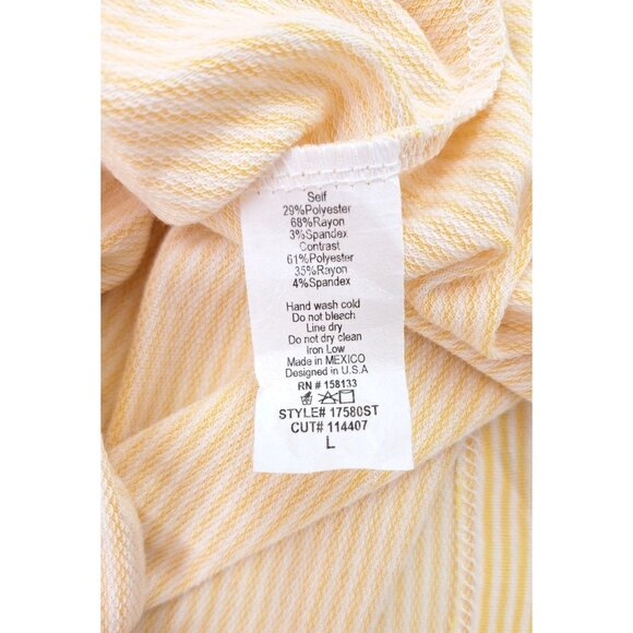 Pink Clover Women Colorblock Striped Short Sleeve Pocket Tee Blouse Large Yellow - Picture 5 of 6